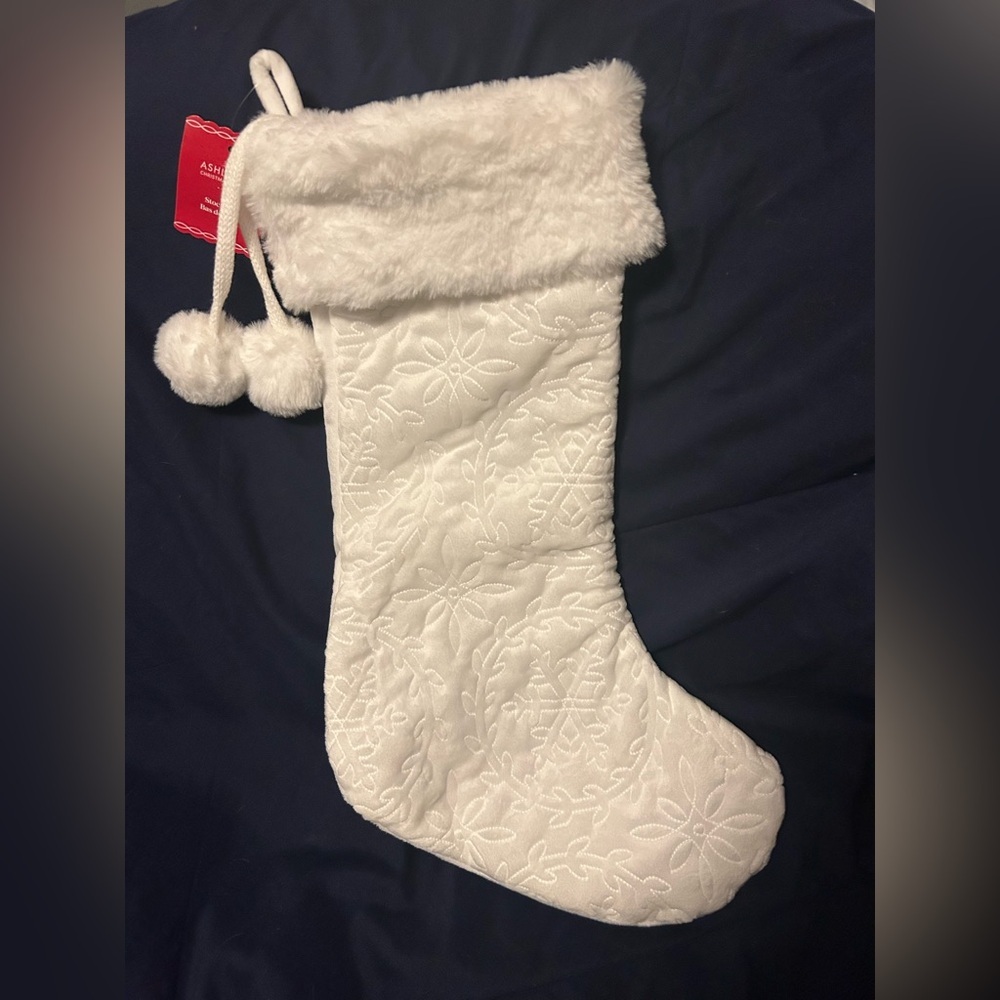 Christmas Snowflake‎ white stocking (can be customized)